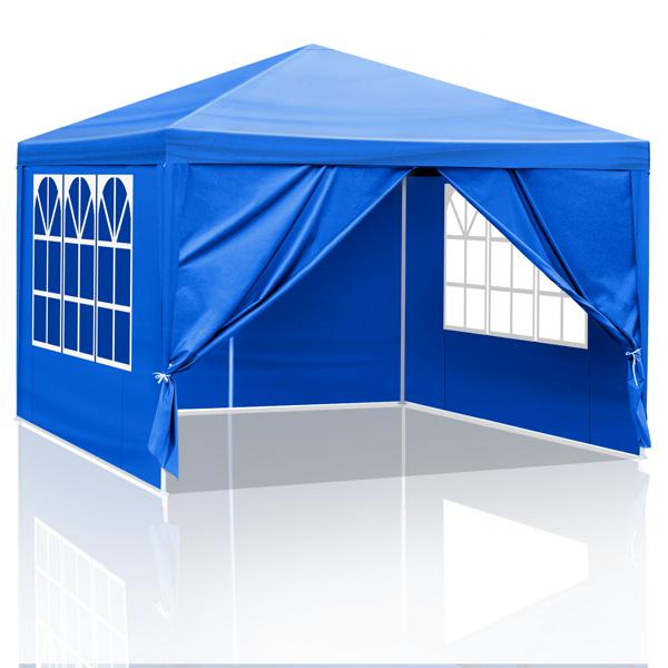 10'x10' Gazebo Waterproof Outdoor Canopy Patio Tent Party Tent for Wedding BBQ Cater Blue Easy Assembly Spacious Versatile High Quality
