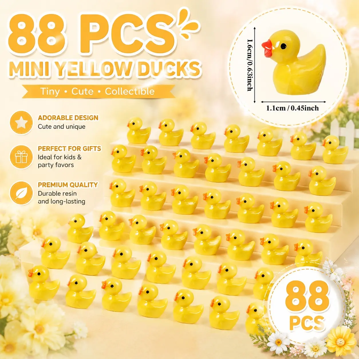 88pcs Resin Mini Duck Decorations, Cute Animal Ornaments, Perfect for Home Decoration, Party Gifts, Ideal Gift Choice