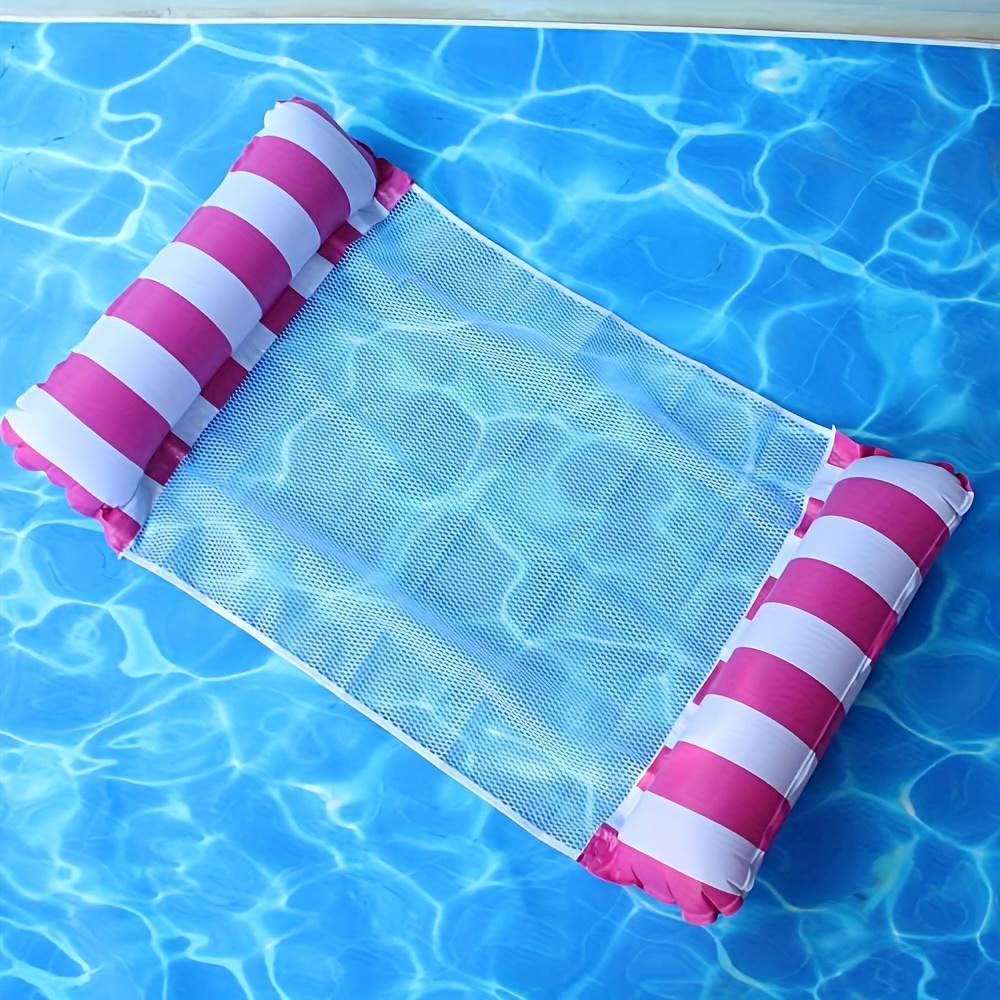 Inflatable Floating Bed, 1pc Foldable Striped Swimming Float, Multi-purpose Pool Hammock, Beach Supplies for Outdoor Swimming Pool, Pool Float Lounge