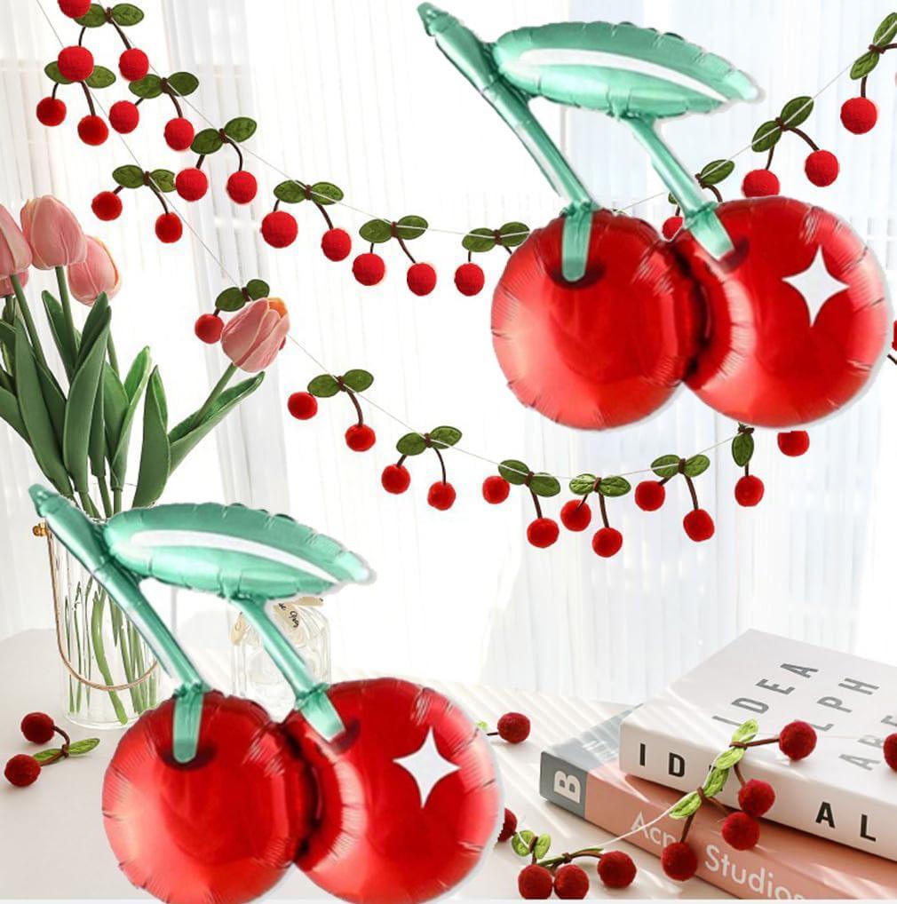 2/4/5/6pcs Cherry Aluminum Film Balloon Fruit Theme Sweet Girl lovely Cherry Birthday Party Valentine Scene Decoration Balloon