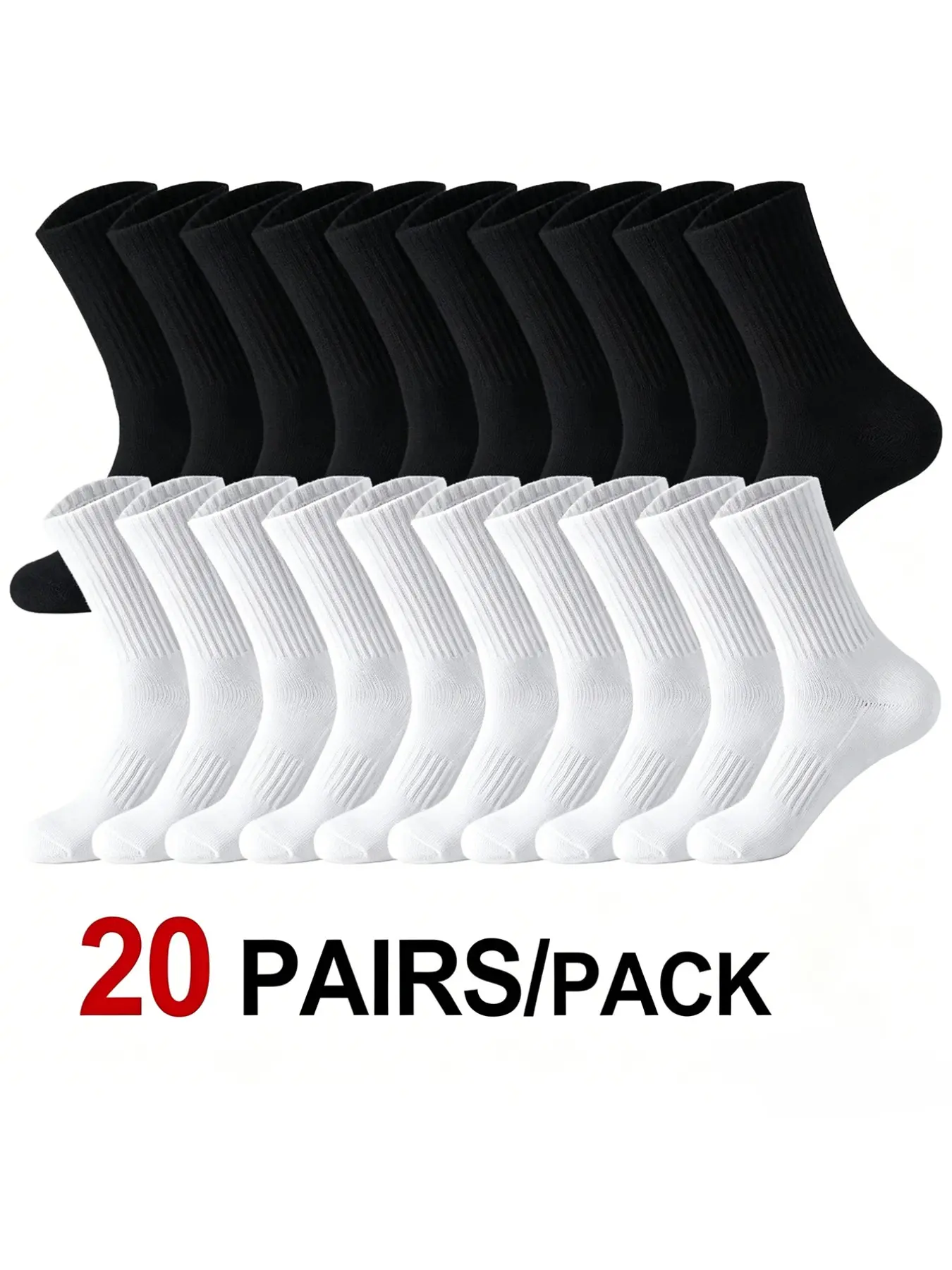 20 Pairs High Ankle Socks Anti-Odor Business Sports Sweat-Absorbent Comfortable, Men Women Polyester Crew Socks for Daily Wear