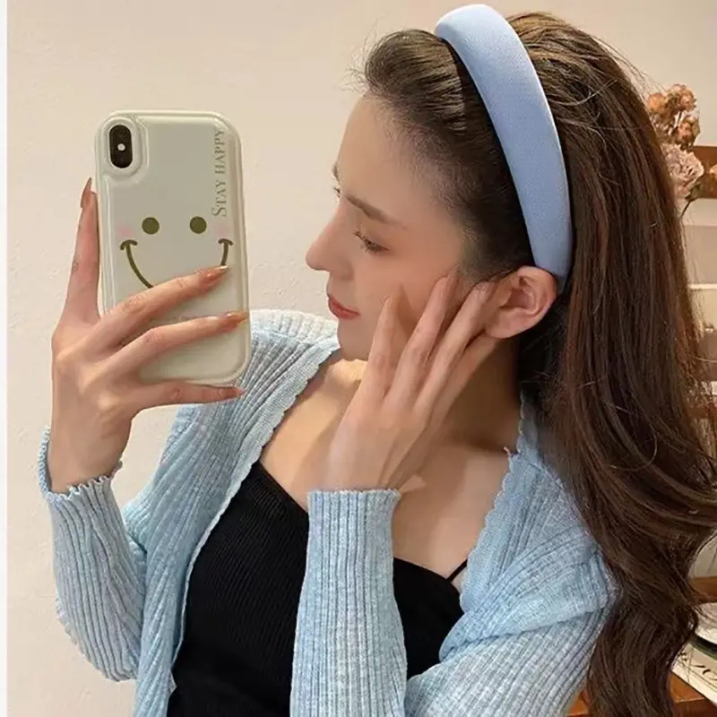 Korean Style Padded Wide Headband for Women, Soft Sponge Cushioned Hair Hoop, Non‑slip High Volume Headband for Washing Face Makeup Skincare Daily Hair Accessories