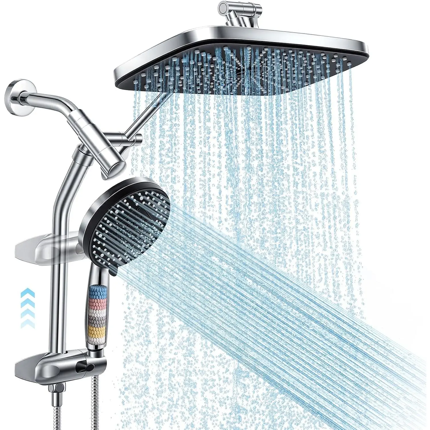 Shower  with Handheld, 12" High  Rain Shower Heads with Filtered Handheld  Combo & Adjustable Extension Arm,  Showerheads & Hand Held Showers Set for Bathroom
