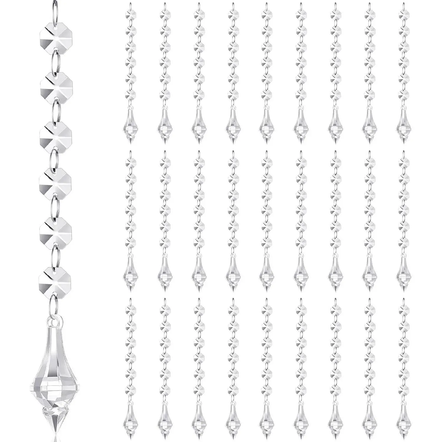 100 Pcs Acrylic Hanging Crystals for Centerpieces Chandelier Clear Crystal Garland Strands Ornament Acrylic Clear Beads Prisms Pendant for Christmas Tree Window Home Decoration(Lantern)