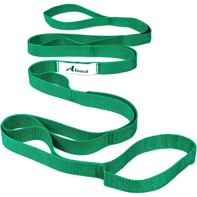 Outdoor sports Abiarst Stretching Strap Yoga Straps for Physical Therapy, 10 Loops Non-Elastic Stretch Band for Pilates, Flexibility, Exercise and Gymnastics