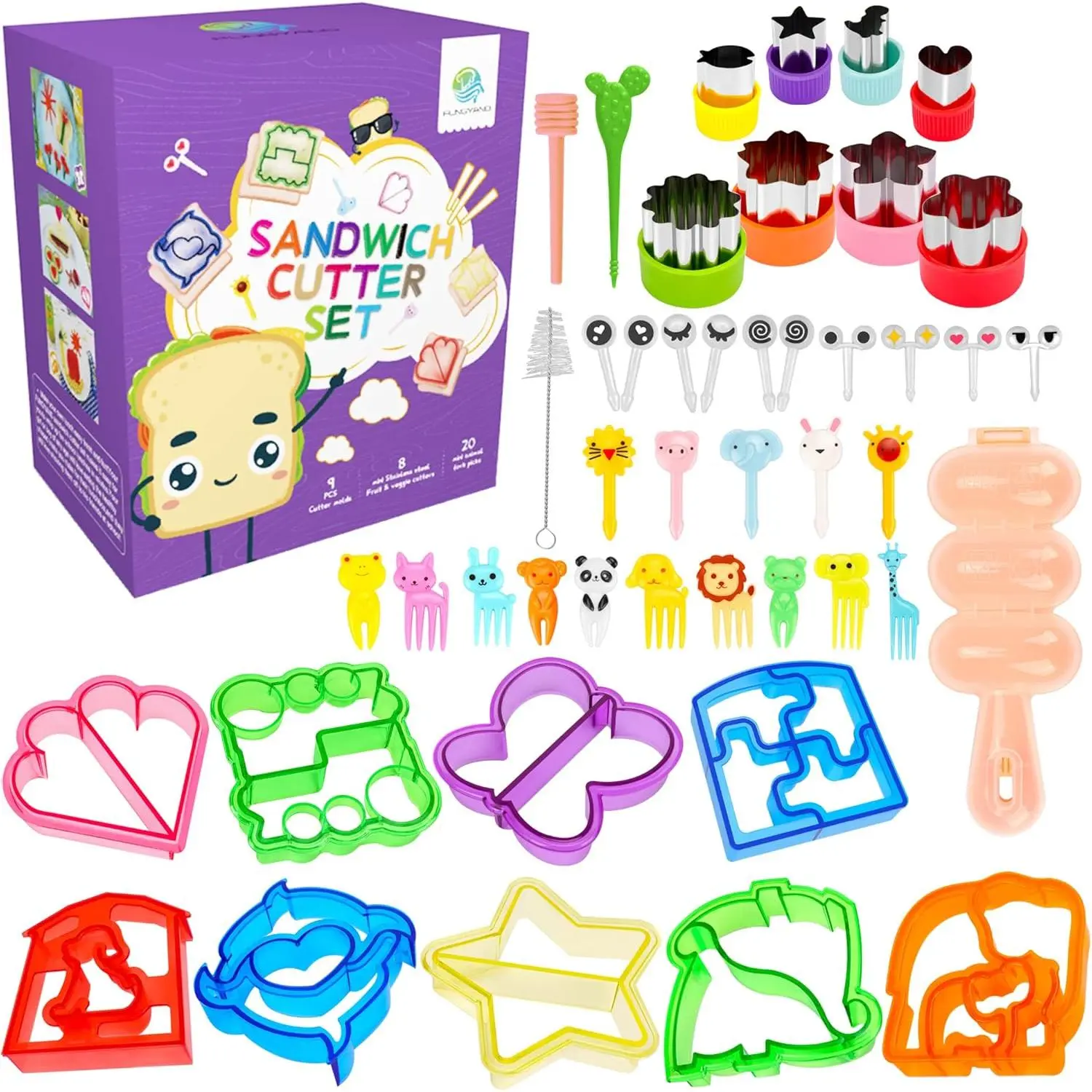 Sandwich Bread  Set, 45 in 1 Bento Lunch Box Accessories Kit | Includes Fruit ,   Picks, Rice Ball Maker, Easy to Use