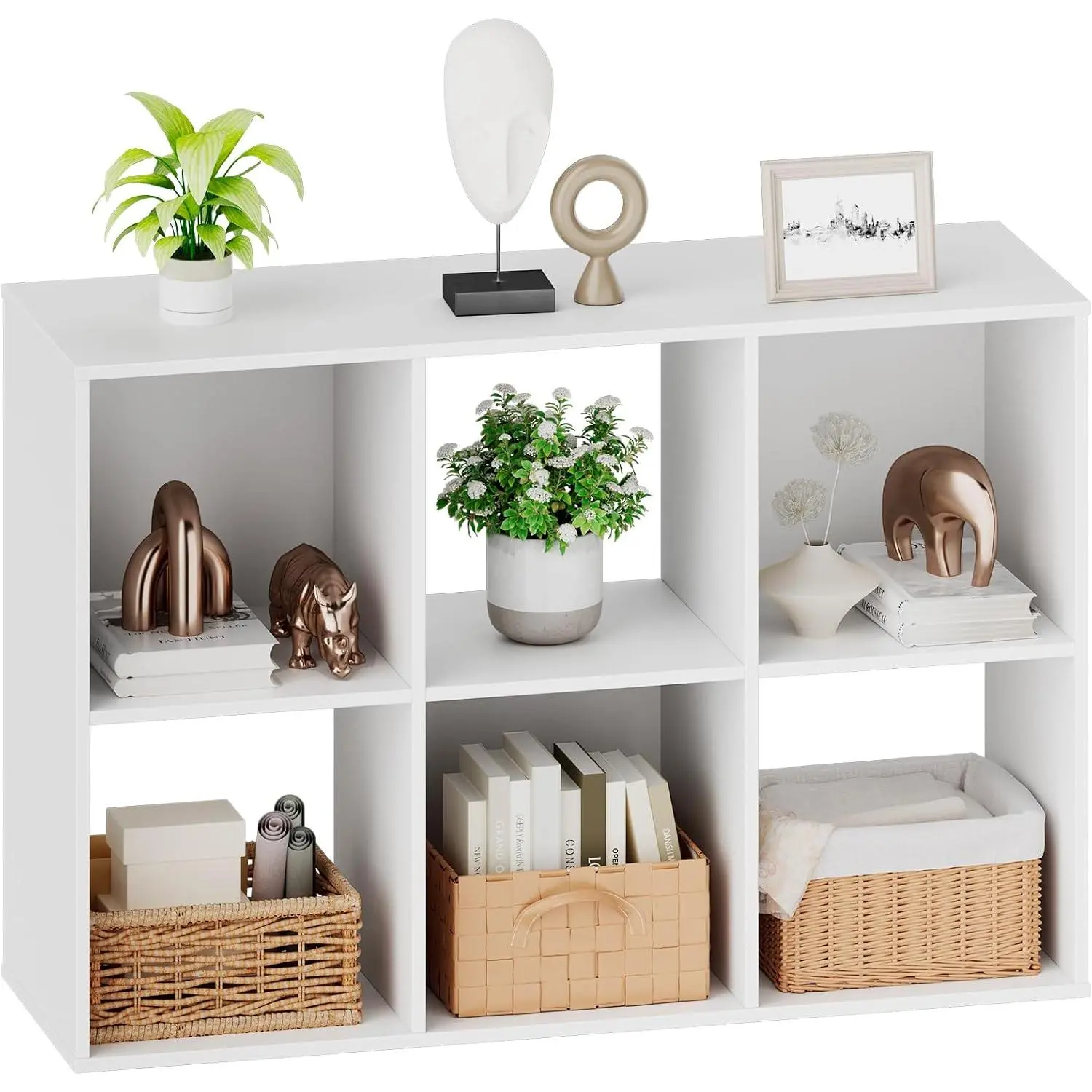 6 Cube Storage Organizer, Stackable Modular Bookcase Shelf