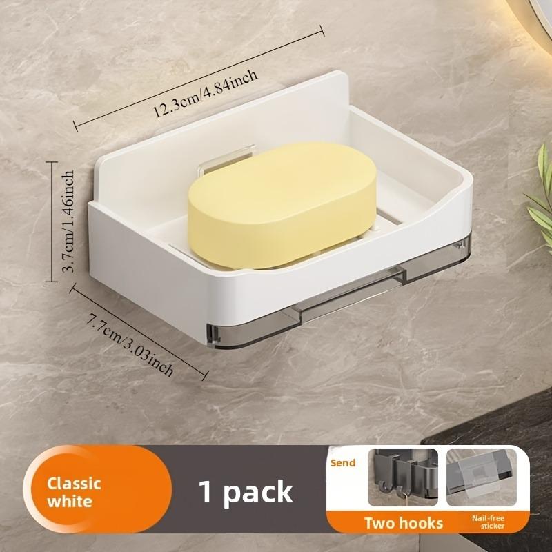 Wall-Mounted Soap Dish with Drain Tray & Hook, No-Drill Adhesive Soap Holder, Durable Plastic Bathroom Organizer, Space-Saving Soap Storage for Shower & Sink, Easy Clean Bathroom Accessory Wall-Mounted Soap Dish with Drain Tray & Hook, No-Drill Adhesive Soap Holder, Durable Plastic Bathroom Organizer, Space-Saving Soap Storage for Shower & Sink, Easy Clean Bathroom Accessory