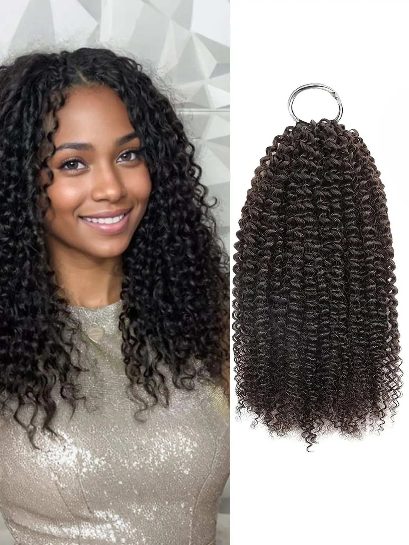 50g/pc Curly Wave Feather Crochet Hair Extensions,Human Hair,Natural Black Color,Invisible Knots,Knotless Pre-Separated