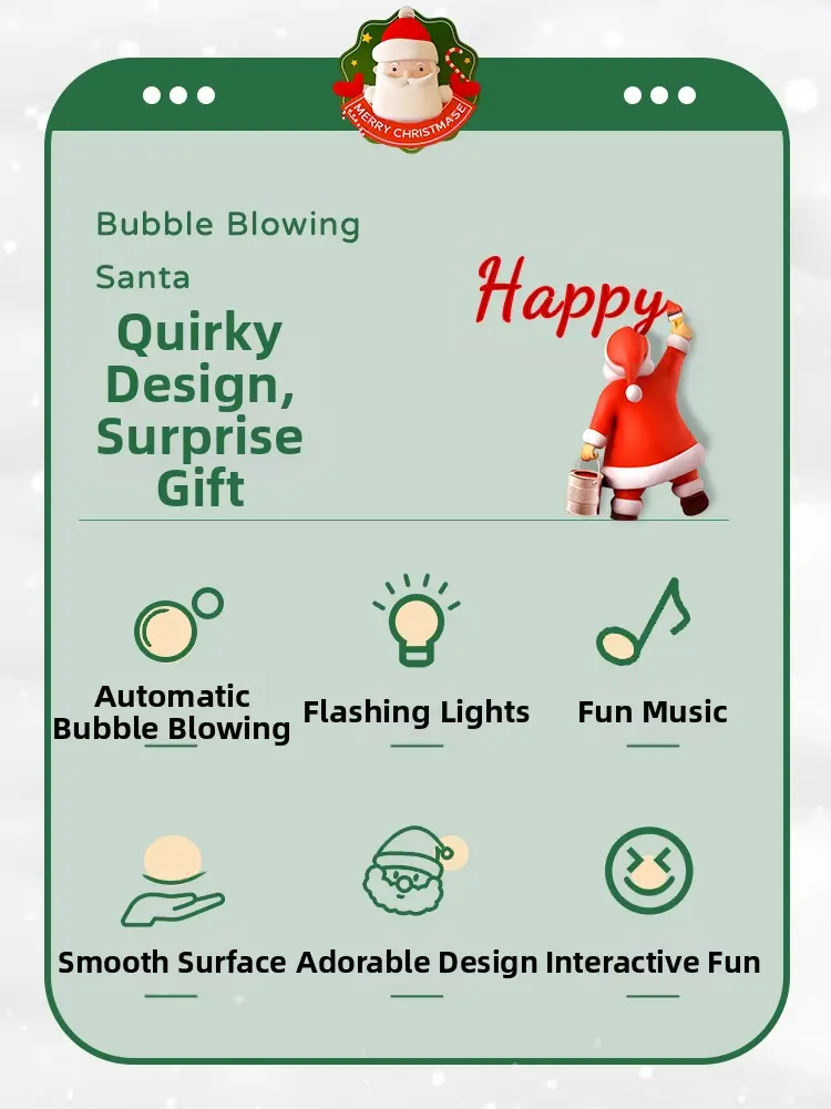 Product Introduction of Flagship Bubble-Farting Santa Claus Toy - With LED Lights & Music Bubble Christmas Toy Home & Daily Use - Festival & Party Supplies - Holiday Decorations - Christmas Decorations 1