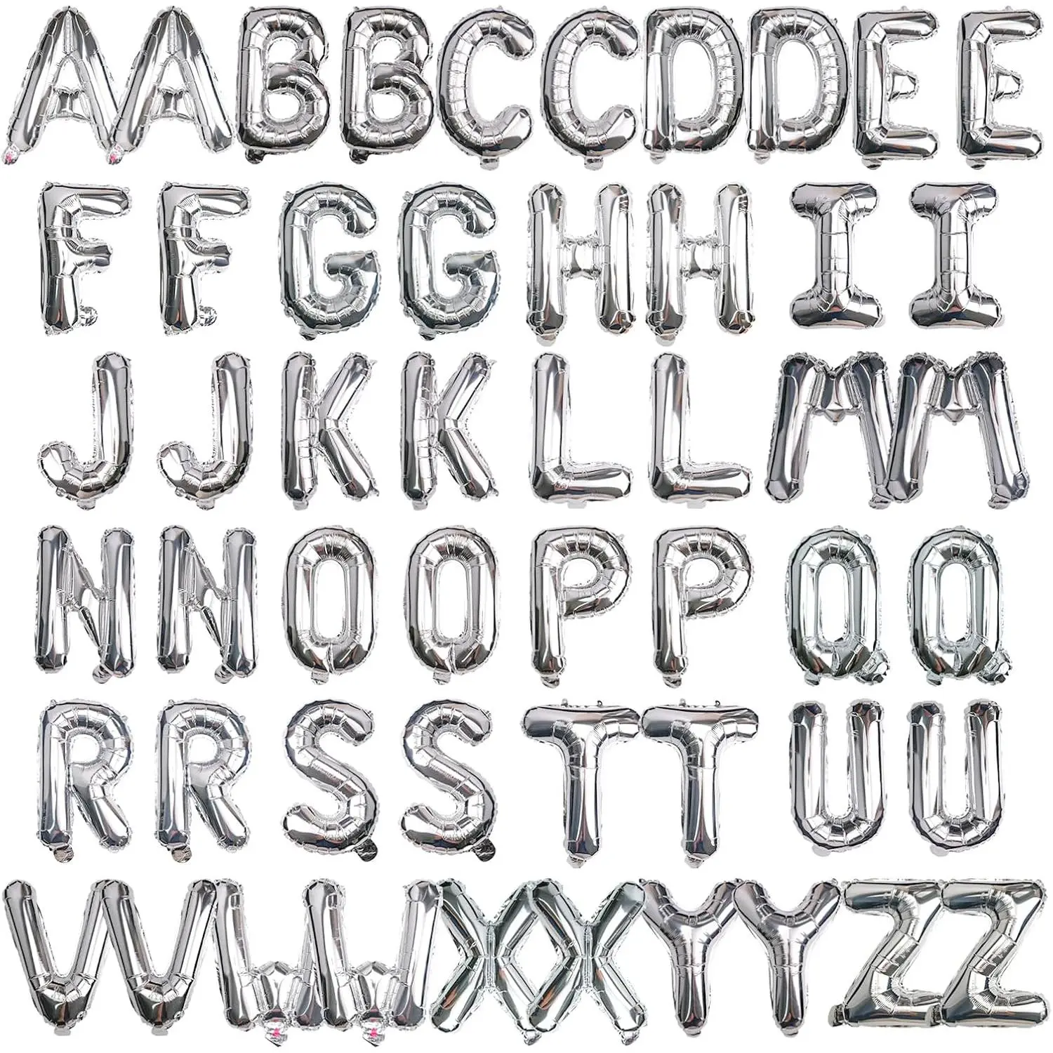 [52 PCS] 16" Foil  Letter Balloons 2 Sets of A-Z, Mylar   Alphabet for Graduation  Year eve Birthday Party Decorations