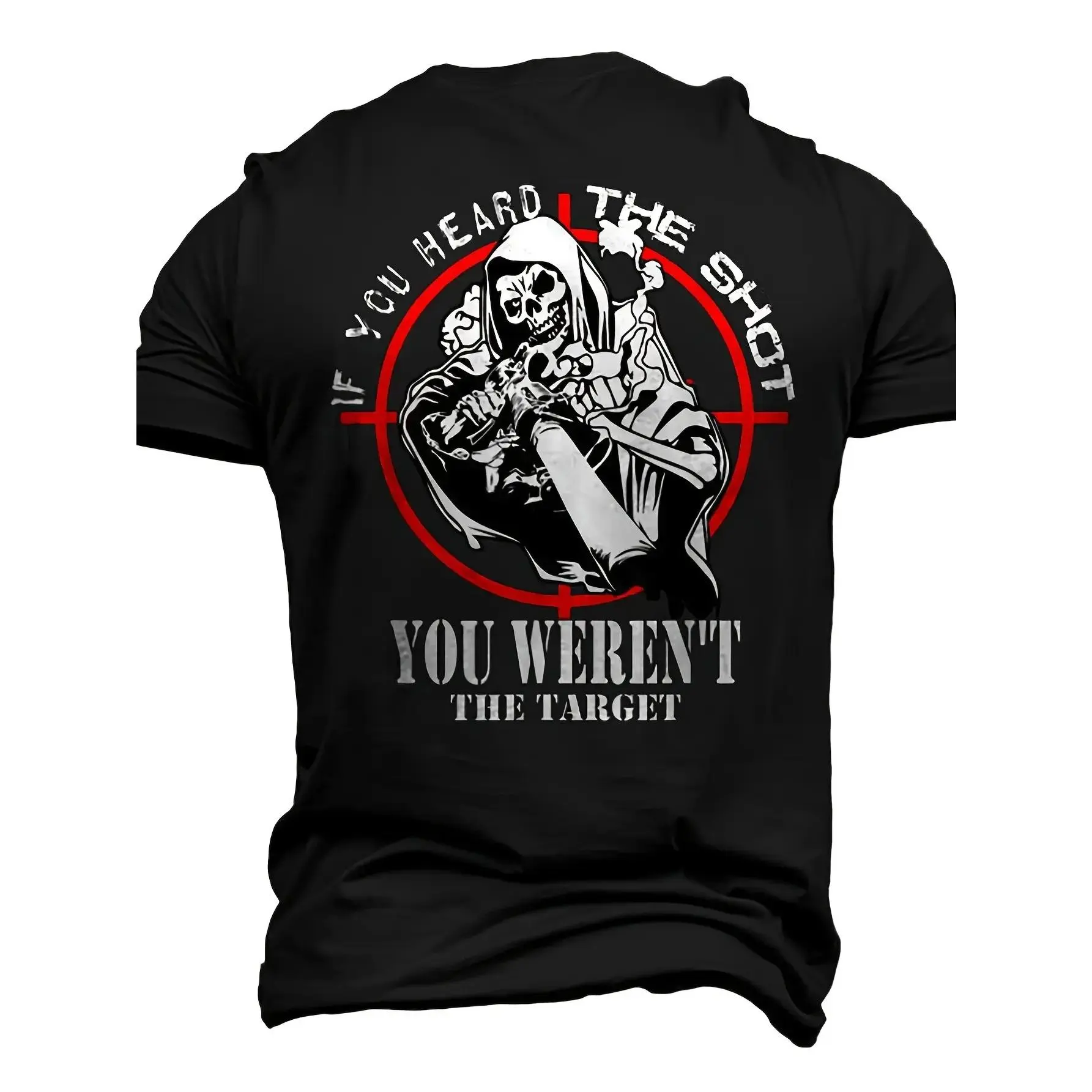 Men's Tactical Sniper 3D Print Graphic T-Shirt Black Short Sleeve Round Neck All-Season Tactical Apparel Casual Loose Fit Gun T Shirt T Shirts with Funny Sayings for Men