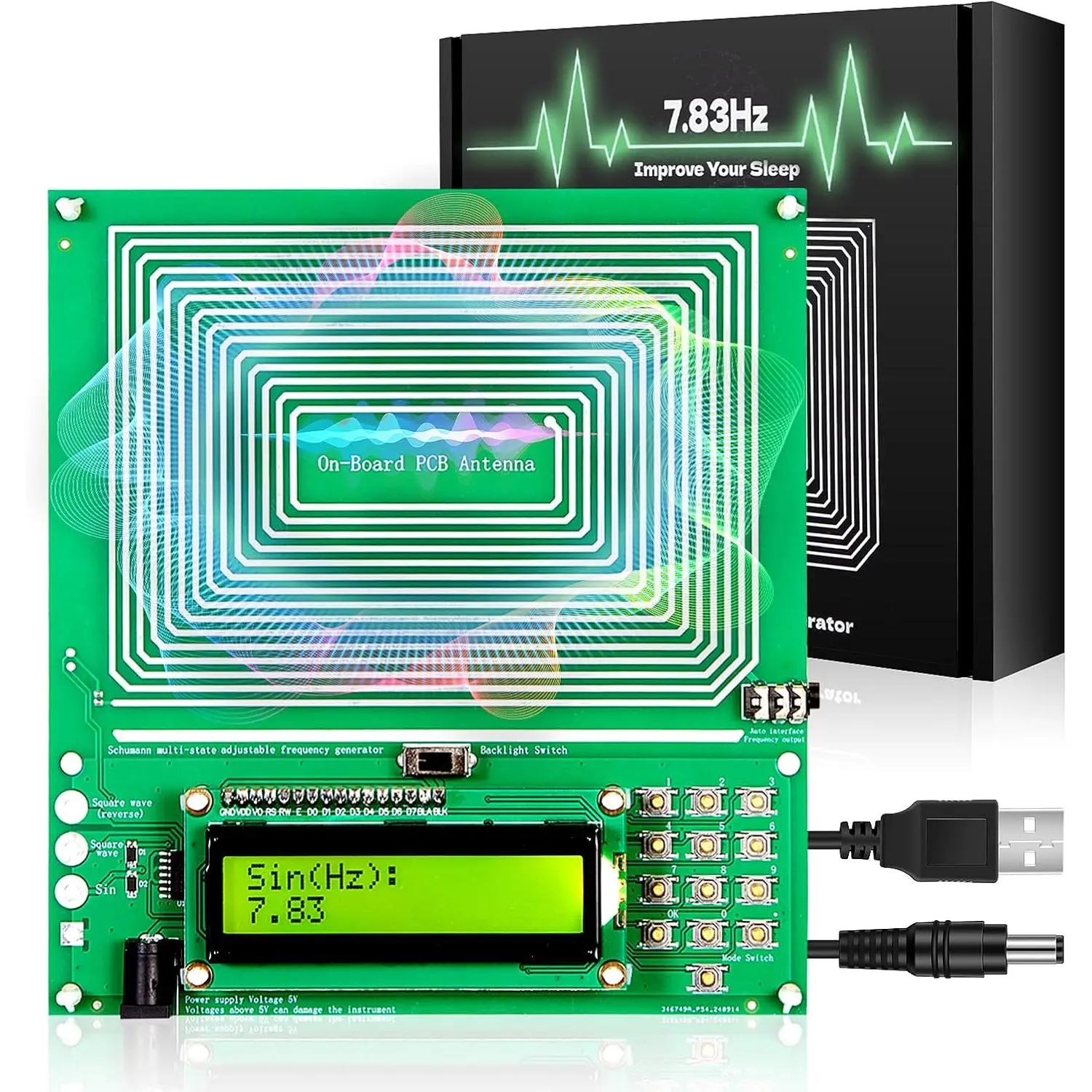 Frequency Generator |   Schumann Resonance Generator (0.01Hz-200KHz) |   7.83Hz Frequency Healing Devices for Yoga, Meditation, Stress Relief, Relaxation, USB Powered