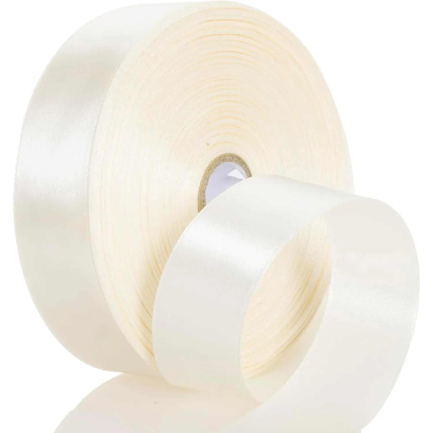 50 Yards 1 Inch Ivory Satin Ribbon Single Face Polyester Solid Color Craft Fabric Ribbon for Handmade Roses Gift Wrapping Bouquets Wedding Christmas and Party Decoration