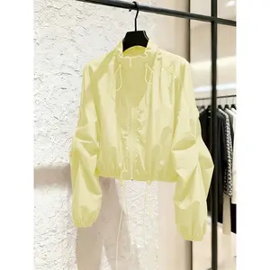 European-style Fashionable, Age-reducing,-end, and Very Attractive-neck Drawstring Lightweight Jacket Women, Loose-fitting Casual Breathable Jacket