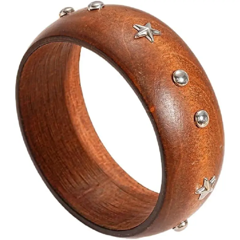 Ethnic Chunky Wooden Bangle Bracelets Bohemian Carved Geometric   Bracelet for Women Men  Striped   Tribal Wrist