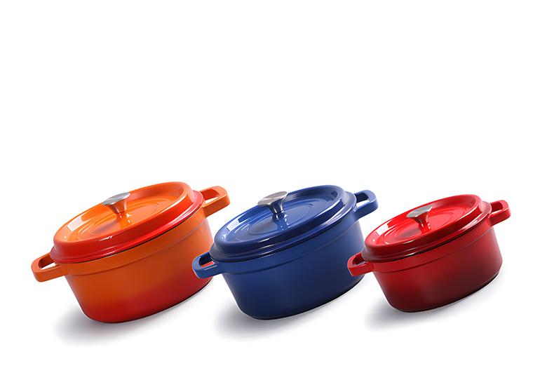 Enamel Pot Cast Iron Stew Pot Uncoated Old-fashioned Cast Iron Pot Household Double-ear Enamel Pot Induction Cooker Universal Non-stick Pot