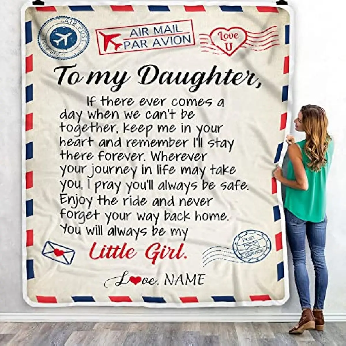 Personalized Soft Fluffy Cozy Fleece Blanket with Custom Text – To My Daughter from Mom Dad, Home Decor Tapestry Gift for Birthday, Christmas, Featuring Hippie, Galaxy, Space, UV-Reactive, Horror, Bohemian, Mandala Designs, Wall Tapestry, Home Snuggle, Mu