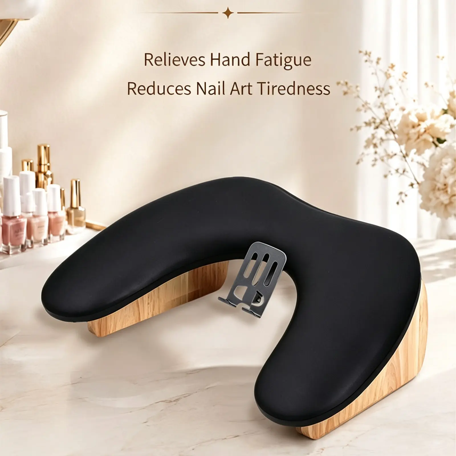 Foldable Angled Nail Hand Pillow, Butterfly Nail Rest Pad, Dual Hand Manicure Cushion, Manicure Table with Phone Stand
