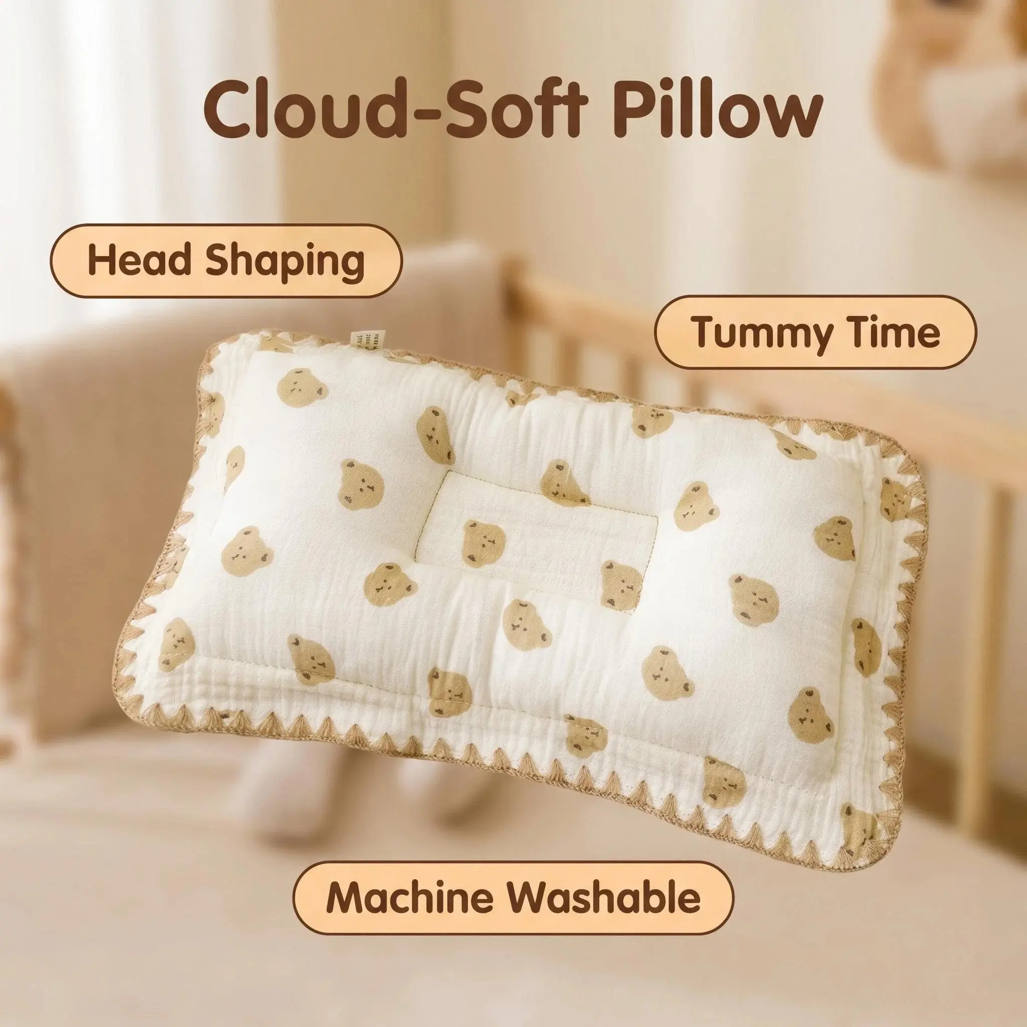 TDHD.Baby Shaped Pillow, 9.84×15.74in, Prevents Flat Head, Side Sleeping, Pressure Relief, Spine Support, Relieves Gas