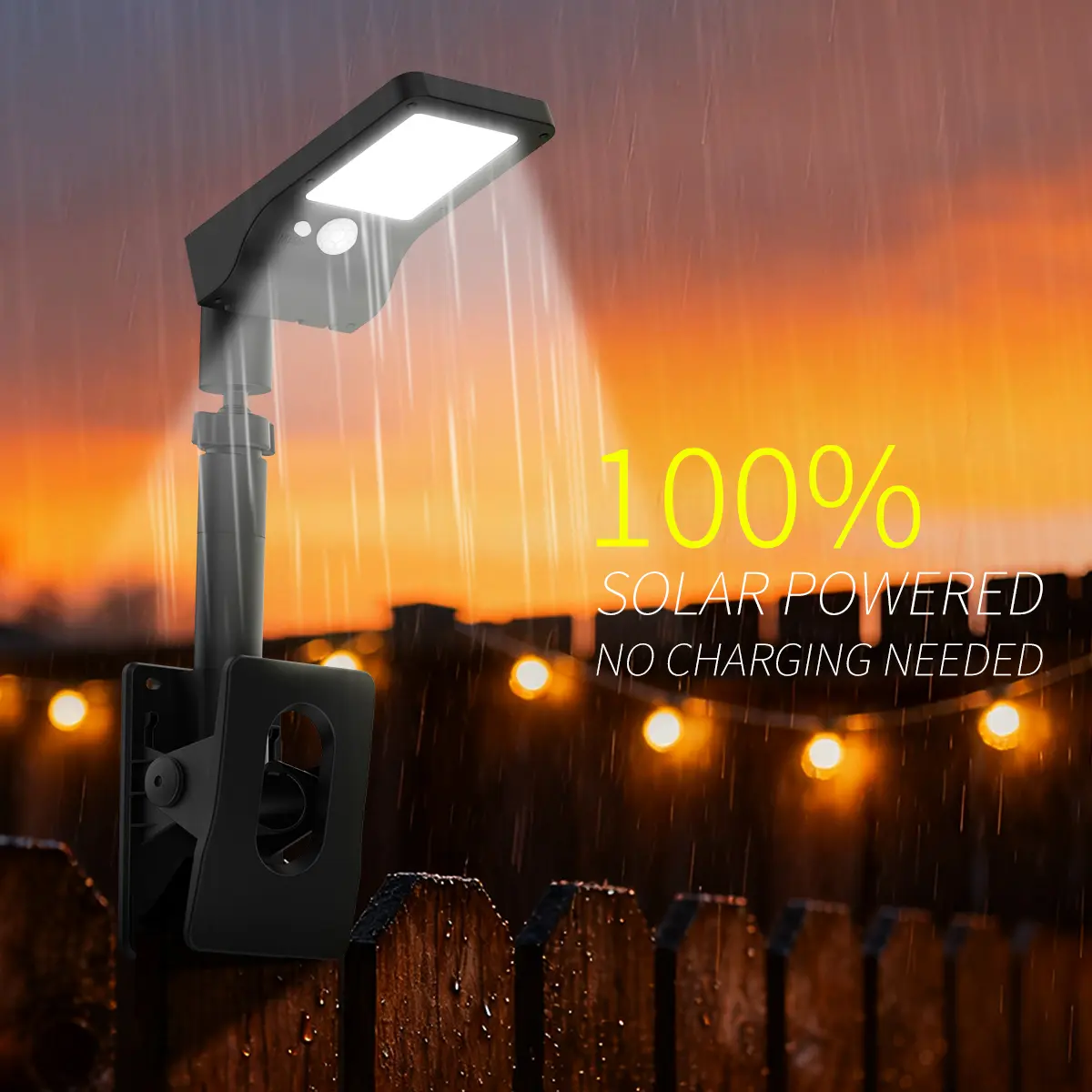 4-Pack Clip-Mounted Solar Outdoor Lamp, 60LED Wide Beam 600 Lumens Motion Sensor, 1-Second Quick Installation, 360-Degree Adjustable Solar-Powered Outdoor Wall Lights, IP65, Electronic & Automatic Sensor, Ideal for Fence, Yard