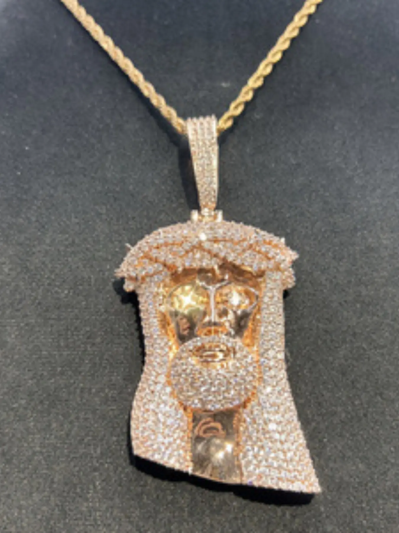 Men's Portrait Rhinestone Hip Hop Necklace, Chain Necklace, Dark Street Retro Fashion Design, Durable Rhinestones, Daily Wear Party Jewelry