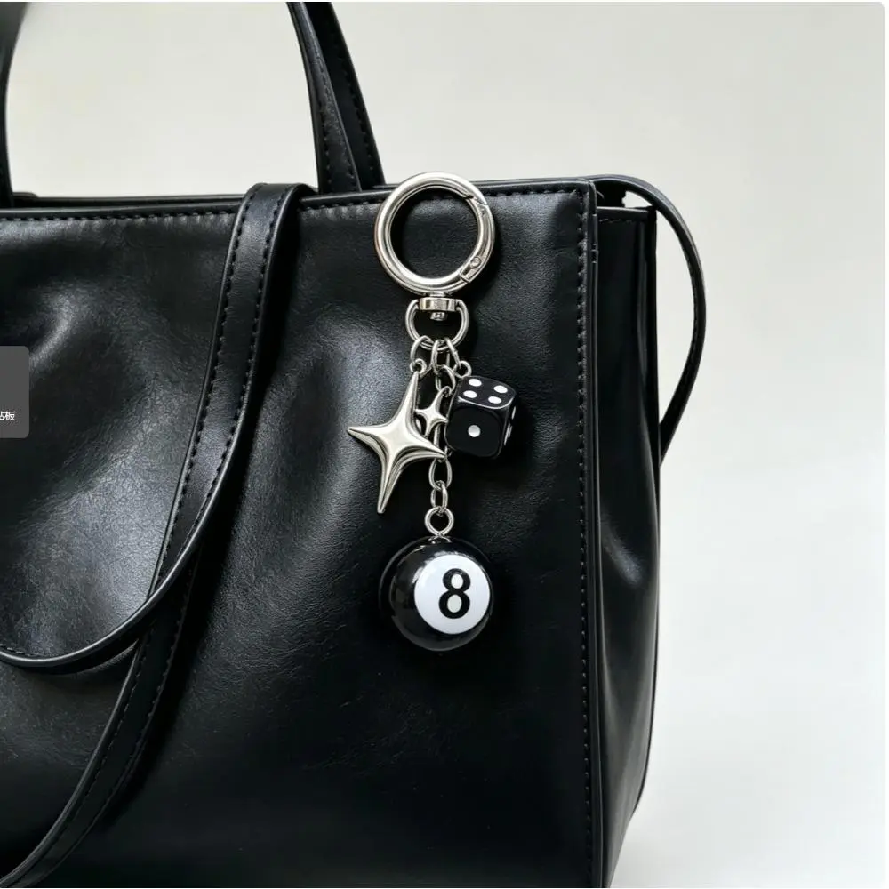 Lucky 8 Ball Dice Silver Heart Keychain | Y2K Retro Grunge Streetwear Bag Charm Girly Unisex Accessory