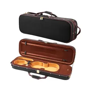 VEVOR 4/4 Full Size Violin Case, Built - in Hygrometer, Lightweight Portable Travel Carrying Bag, with Plush Lining, Dual Shoulder Straps, Anti - Scratch, Professional Triangular Shape, for Violin, Black