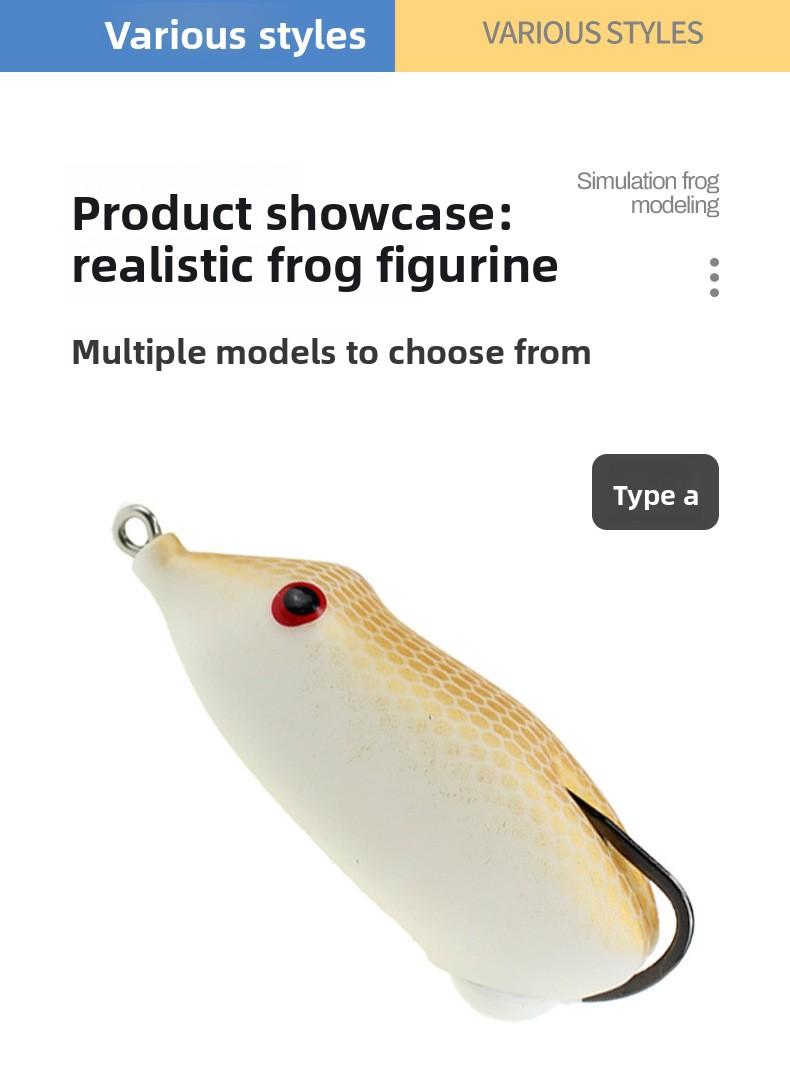 Topwater Frog Lure Single Hook Weedless Fishing Lure for Snakehead Bass Long Cast Floating Frog Lure Heavy Grass Freshwater Fishing Tackle