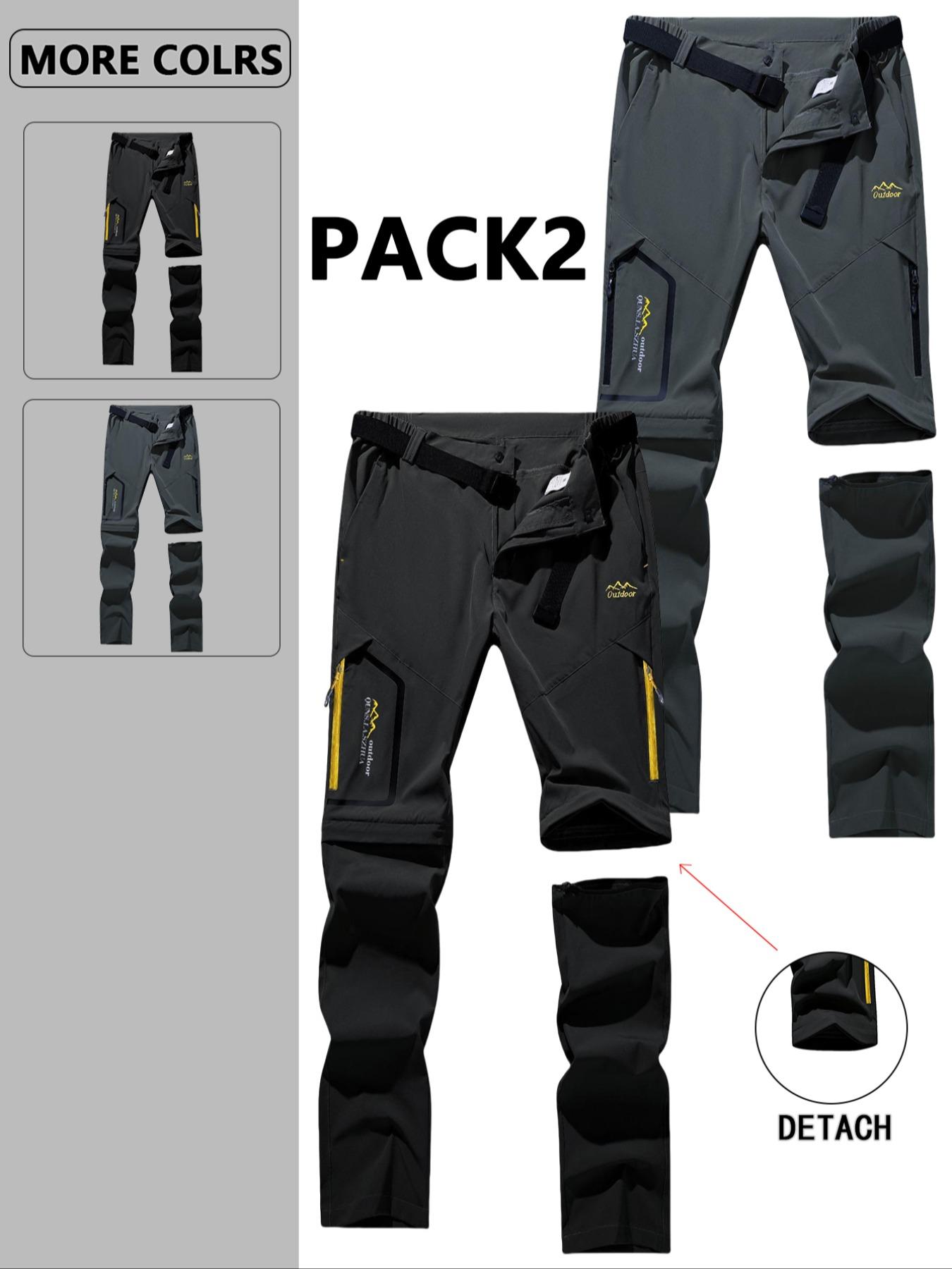 Men's Zipper Design Pocket Waterproof & Windproof Outdoor Pants, Regular Fit Casual Detachable Leg Comfy Trousers for Outdoor Activities, Men's Bottoms for All Seasons