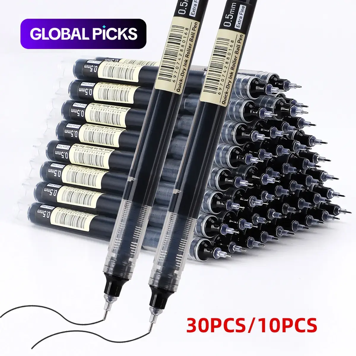 10/30 Pack Large Capacity Fast-Drying Gel Pens, 0.5mm Fine Point Ballpoint Pens, Ideal for School, Office, Daily Writing