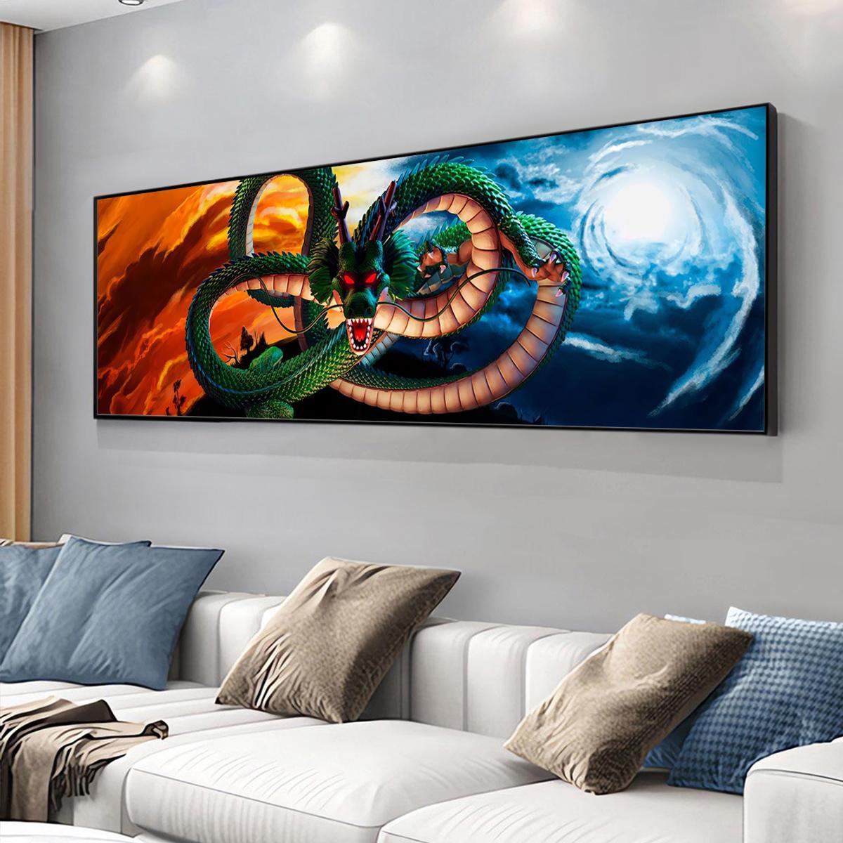 Dragon Pattern Canvas Painting without Frame, 1 Count Creative Dragon Pattern Wall Art, Wall Art Decor for Home Living Room Bedroom Office, Art Wall Decoration