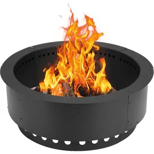 Metal Fire Pit Ring, 37 Inch Outer/30 Inch Inner  Double-Layer Outdoor Firepit Insert for Backyard  , Campfire