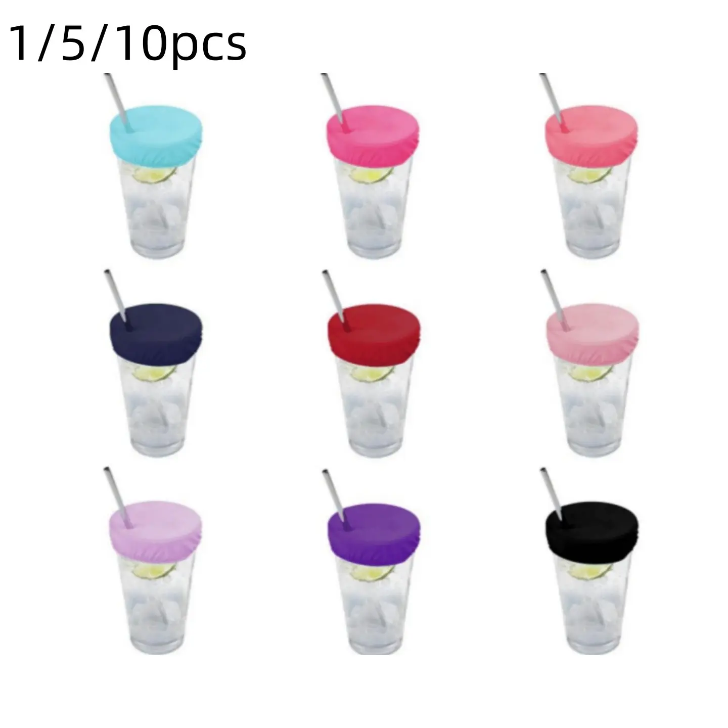 Reusable Waterproof Drink Cup Covers, Sip Lids, Alcohol Protection, with Straw Hole, Prevents Piercing in Bars, 10/5/1pcs Pack