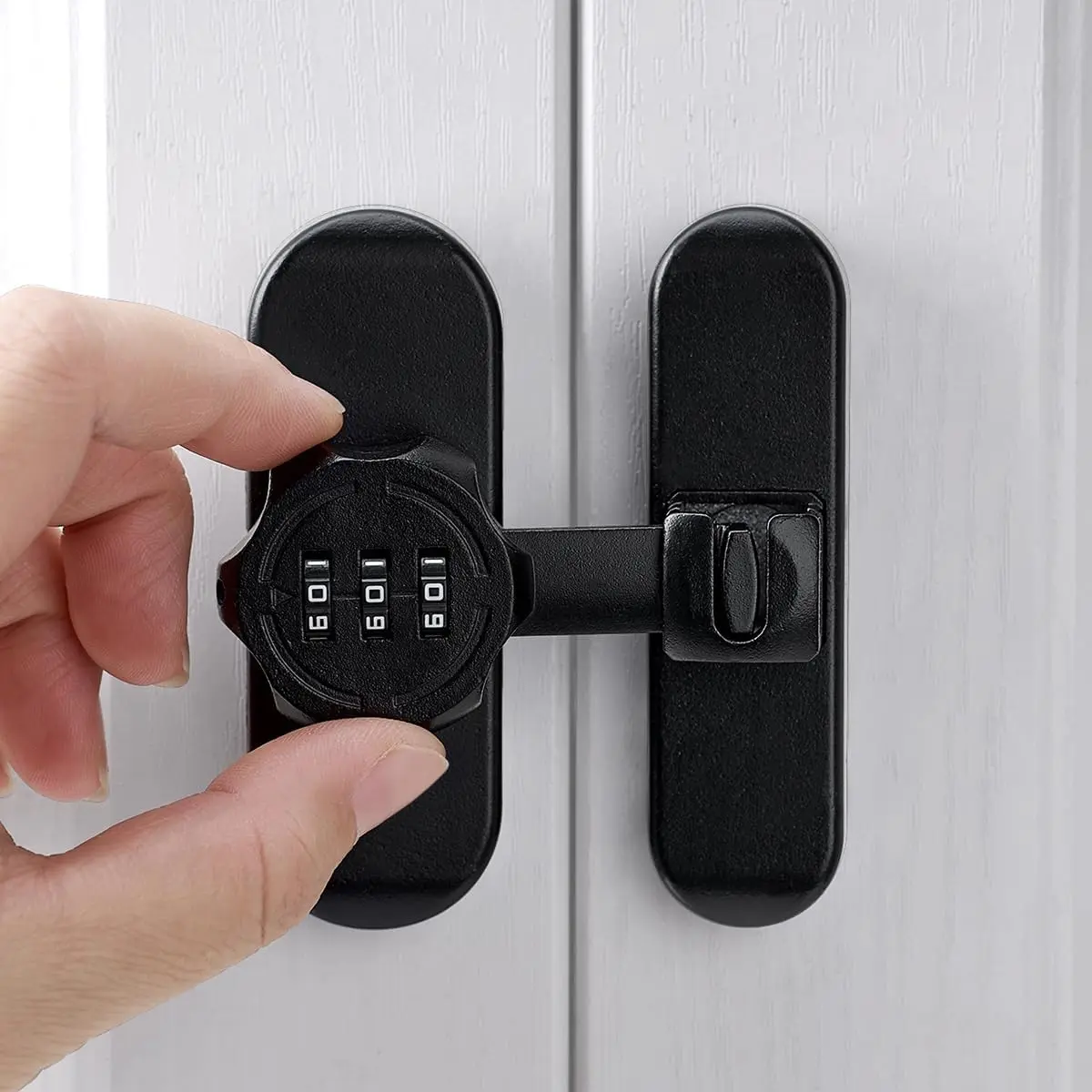 Matte Black 90/180  Barn Door Lock,Mechanical Password Lock | 3 Digit Password Keyless,Flip Latch with Combination,Protect ,for Barn Door,Cabinets,Drawers, Cabinet