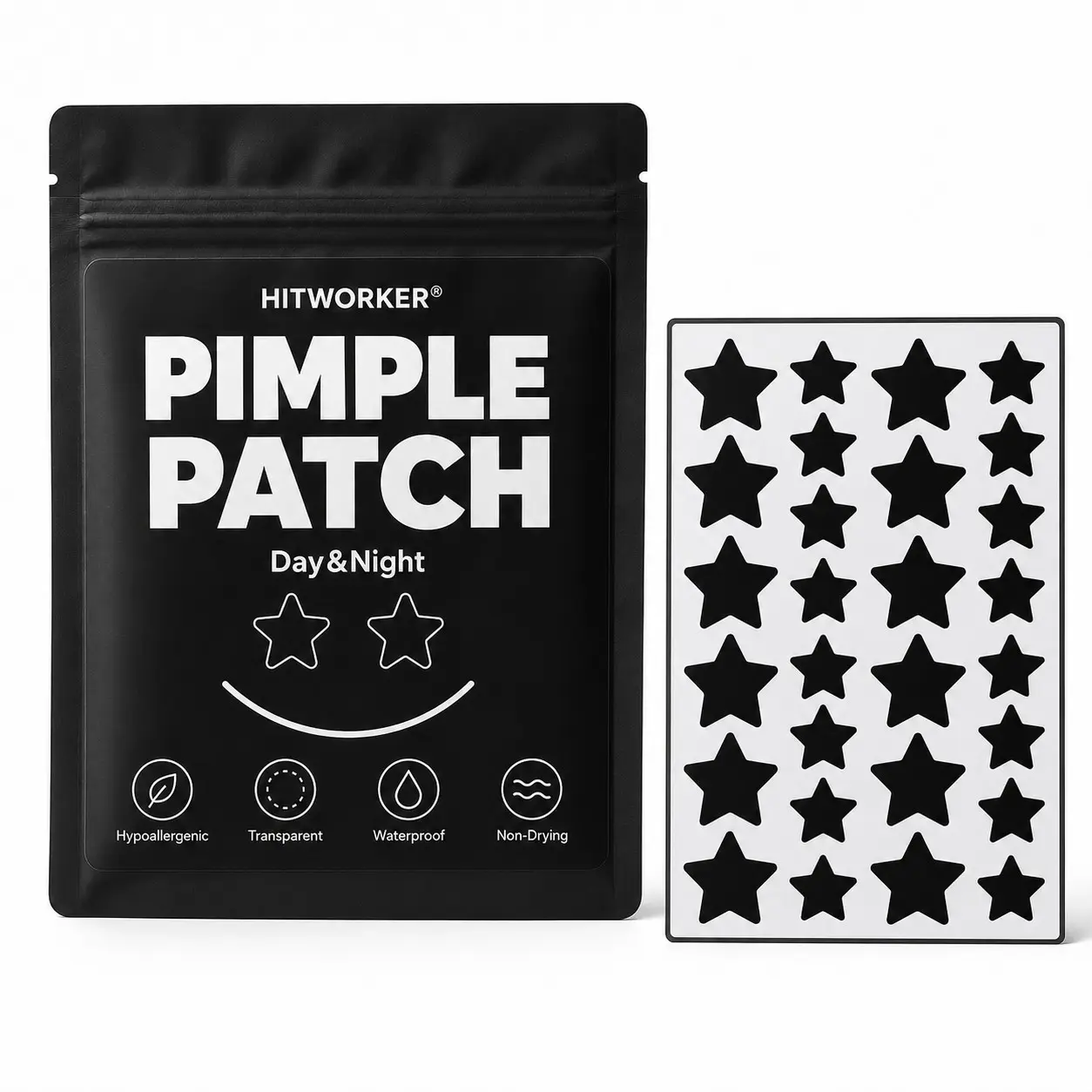 140pcs Pimple Cover Patches, Clear-Look Hydrocolloid Beauty Patches, Day and Night Use, Cute Star Patch, Easy Peel Spot Cover