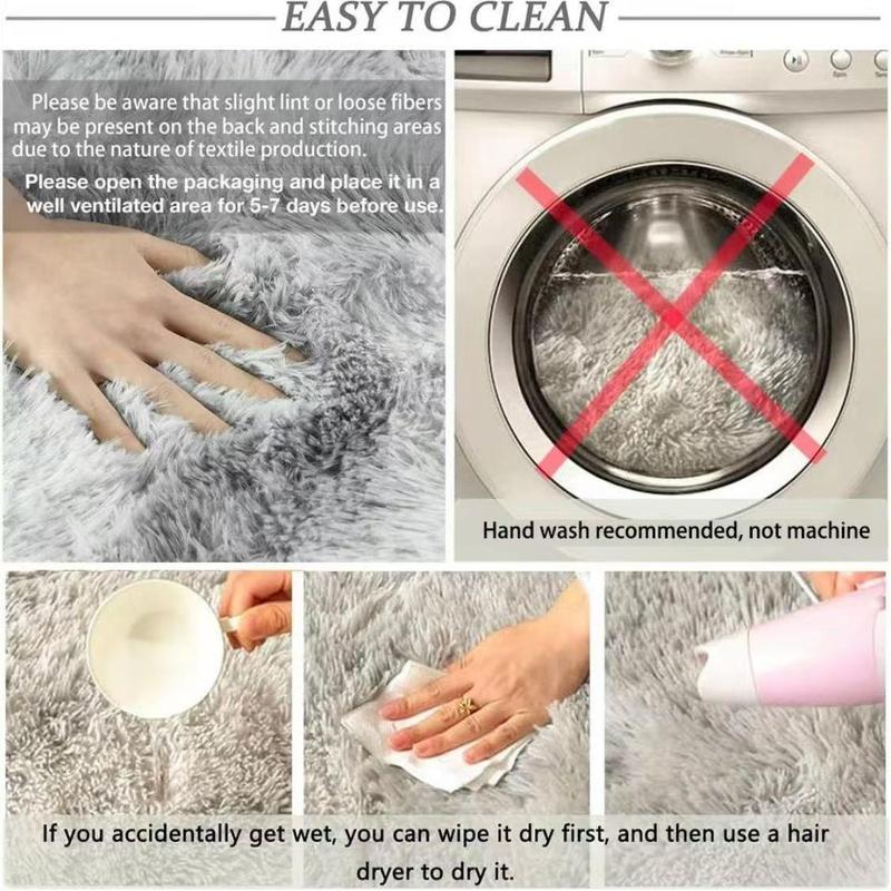 Ultra Soft Silk Wool Solid Color Flocking Carpet, Long Hair Rug for Living Room Coffee Table Bedroom Window Seat Home Bedside Mat Floor Pad, Shaggy Fuzzy Rugs