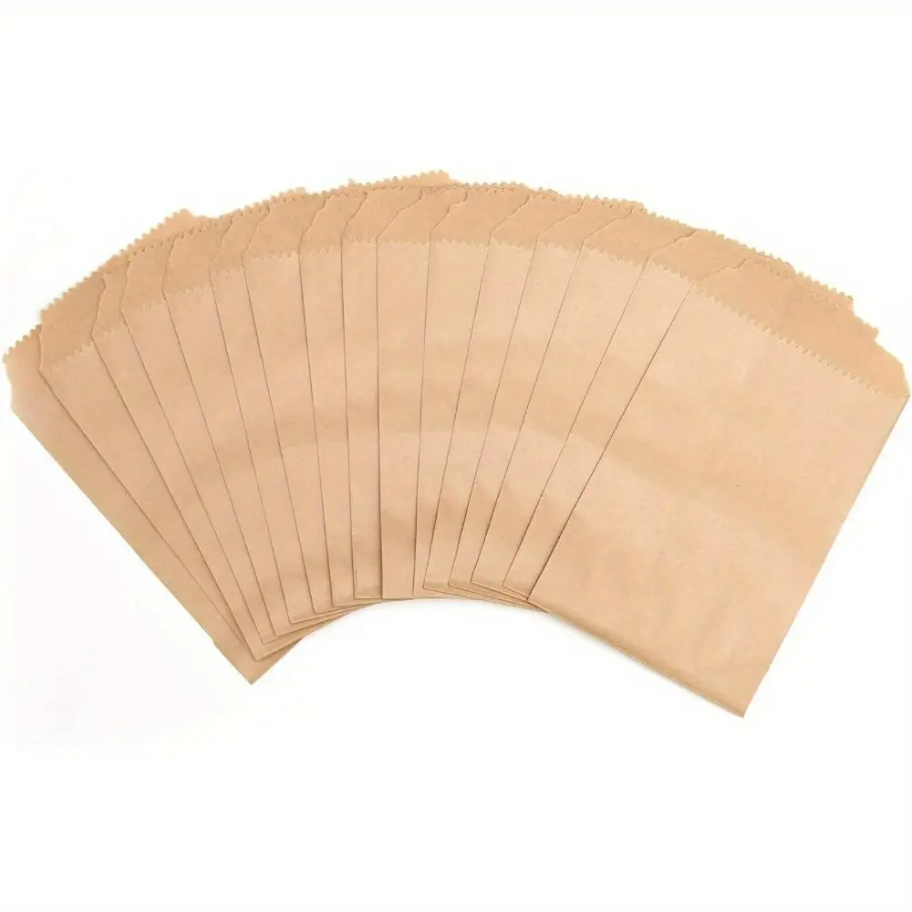 100-pack Natural Kraft Paper Bags for Bakery Cookies Treats Snacks Sandwiches Popcorn Small Gift bag Gift Wrap