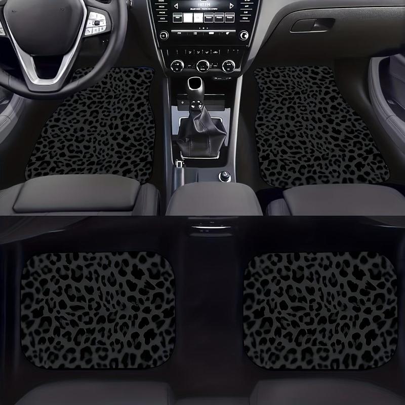 Leopard-print Car Floor Mat, 4 Counts/set Universal Car Interior Decorative Floor Mat, Non-slip Car Floor Mat for Front & Rear Seat Protective, Car Accessories, Floor Mats For Car