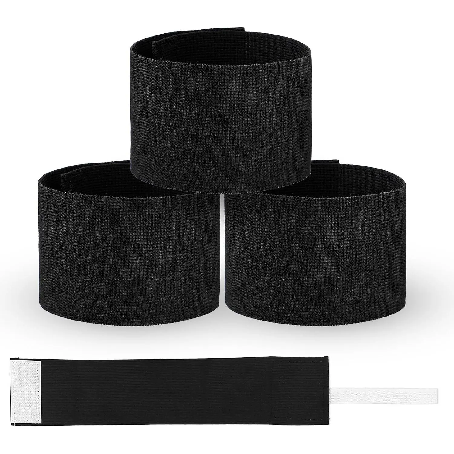 7x33 CM/2.75x13 Inch 3 count Captain Armbands, Black Elastic Arm Band Adjustable Leader Armband Team  Armband Soccer Armband Memorial Armband Funeral Mourning Band for Volleyball Basketball Team