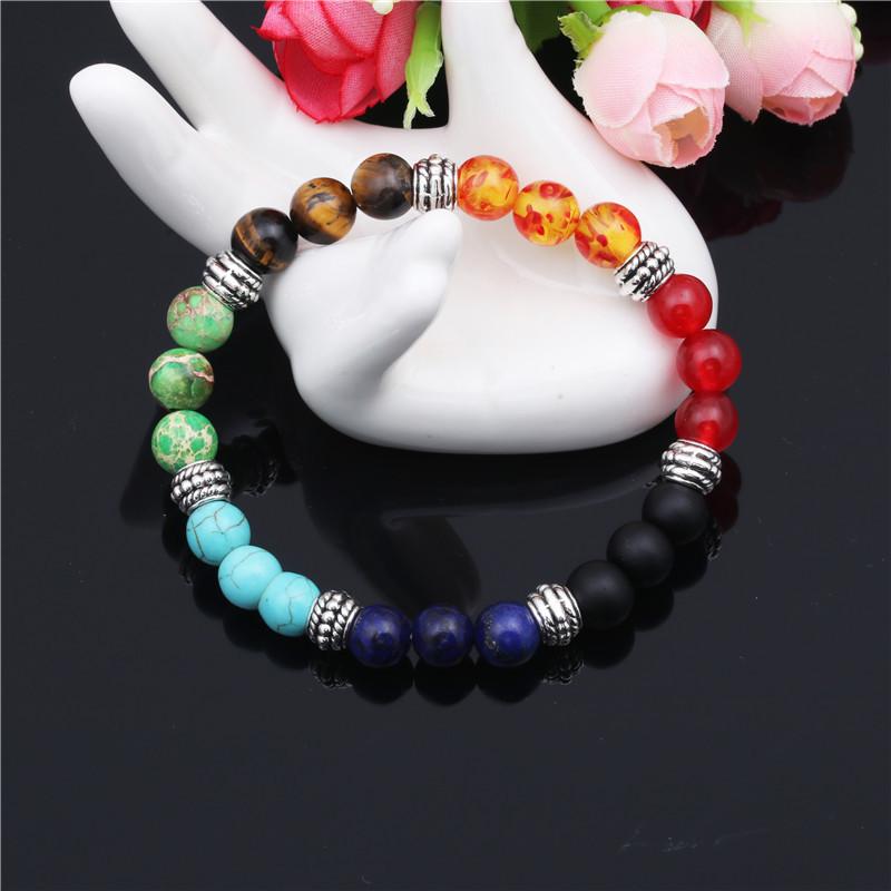 Natural Stone Colorful Chakra Energy Yoga Bracelet