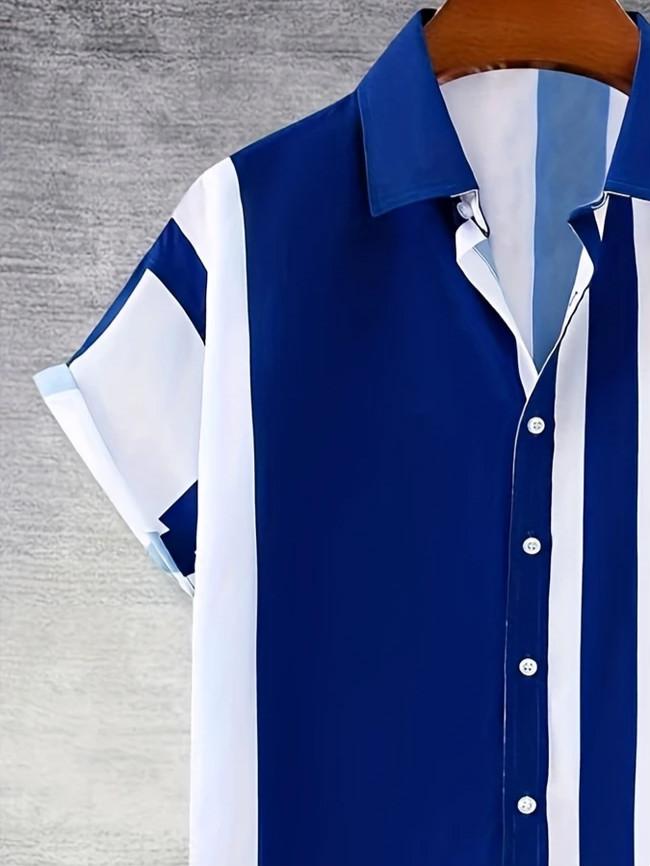 Fashionable and comfortable men's beach vacation printed short sleeved pants set; festival gift