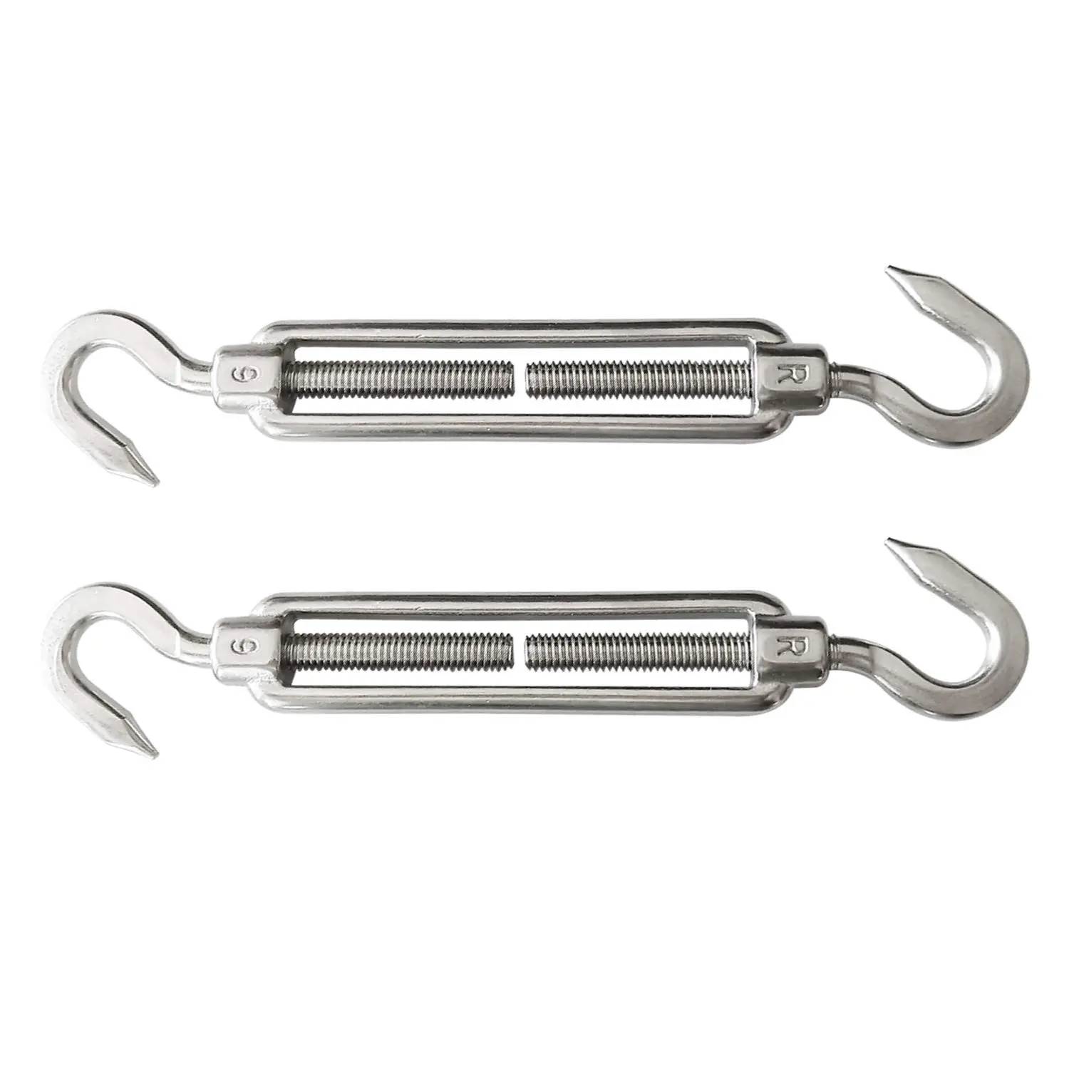 M6 Super Heavy Duty Stainless Steel 316 Hook to Hook Turnbuckle, 2 Pieces (2PC Hook to Hook Turnbuckle)