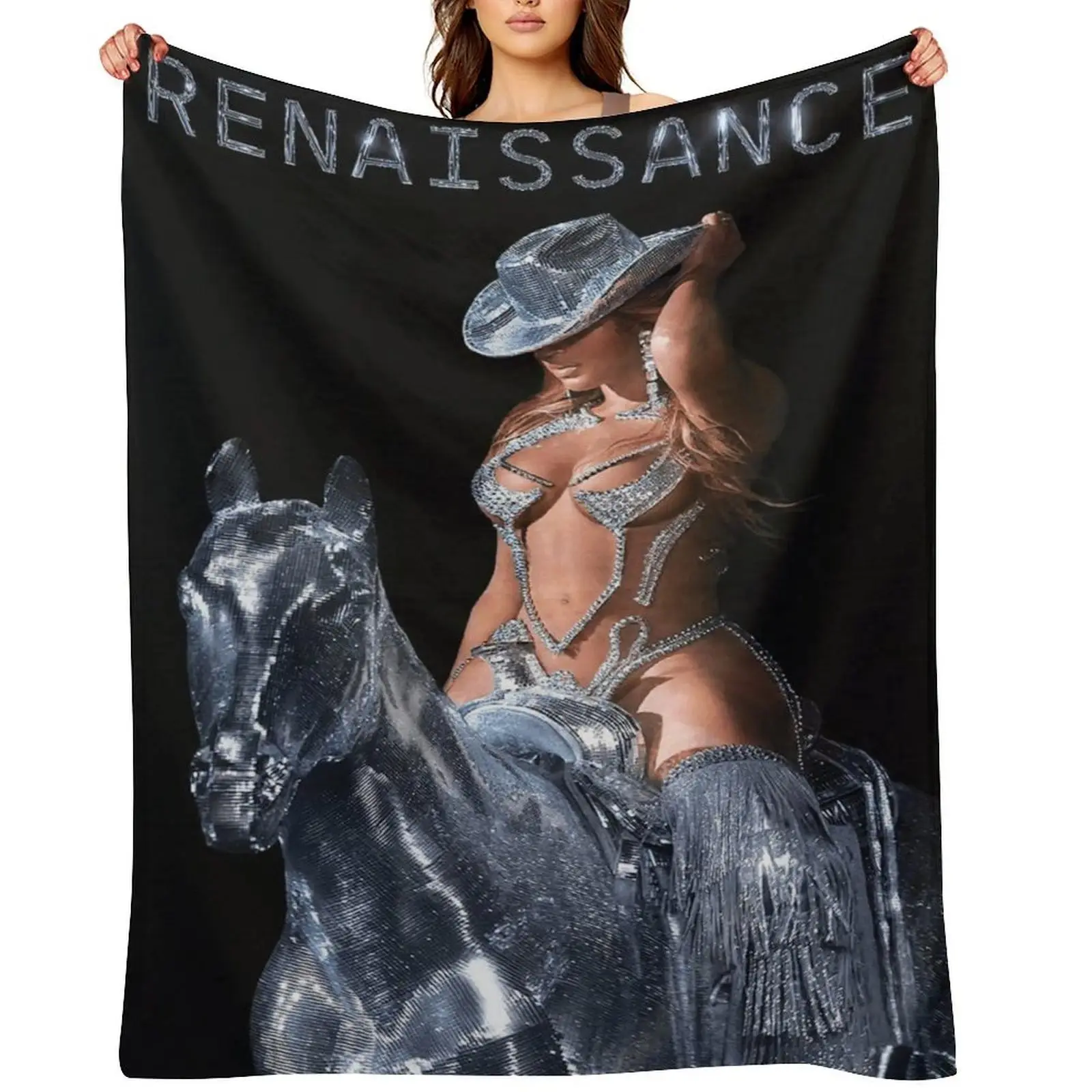 Classic Anti-Pilling Trendy Renaissance Silver Cowgirl Flannel Blanket - Heavyweight High Def Print All-Season Soft Throw, Home & Travel Multi-Use for Sofa Bed, Fan Gift for Birthday Halloween