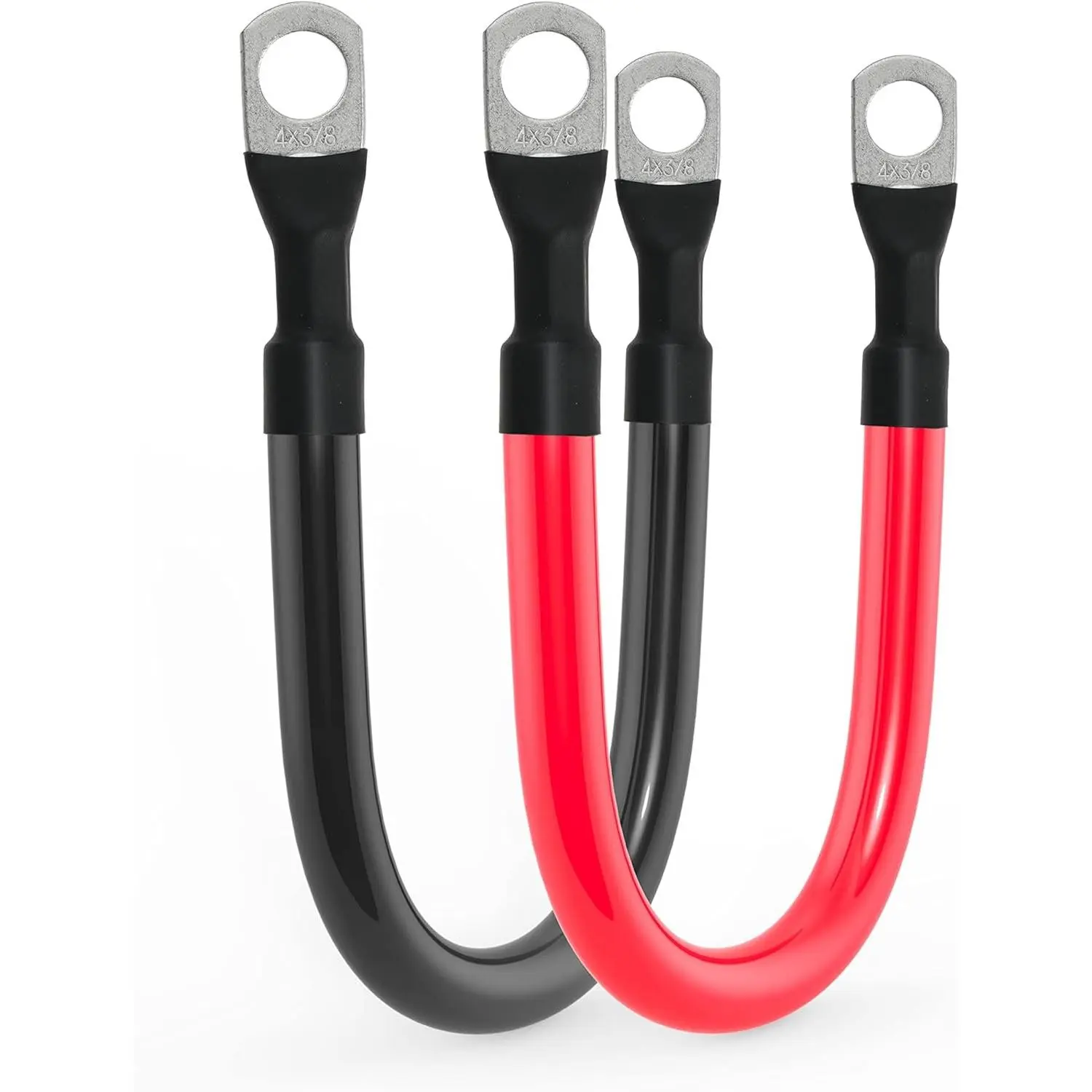 4 AWG Battery Cable 4AWG Gauge Pure Copper Battery Inverter Cables with 3/8 in Lugs Both Ends Power Inverter Wire Set for Automotive Solar Marine Boat RV Car Motorcycle Red and Black (9in)
