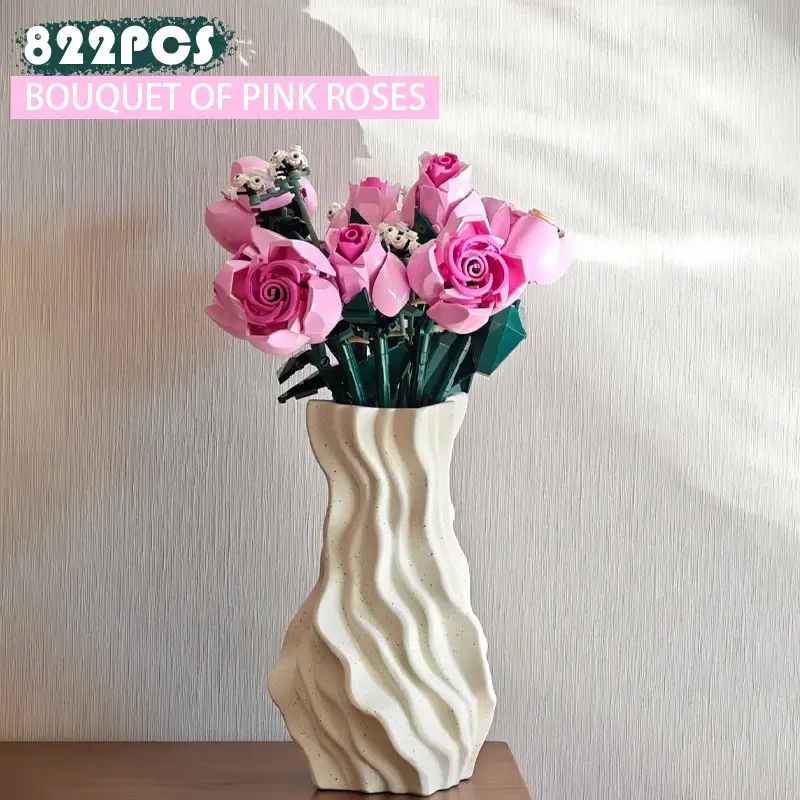 789 Pcs Rose Bouquet Blocks, Perfect for DIY Crafts, Ideal Gift Idea, Durable Building Toys, Fun Educational Activity Set