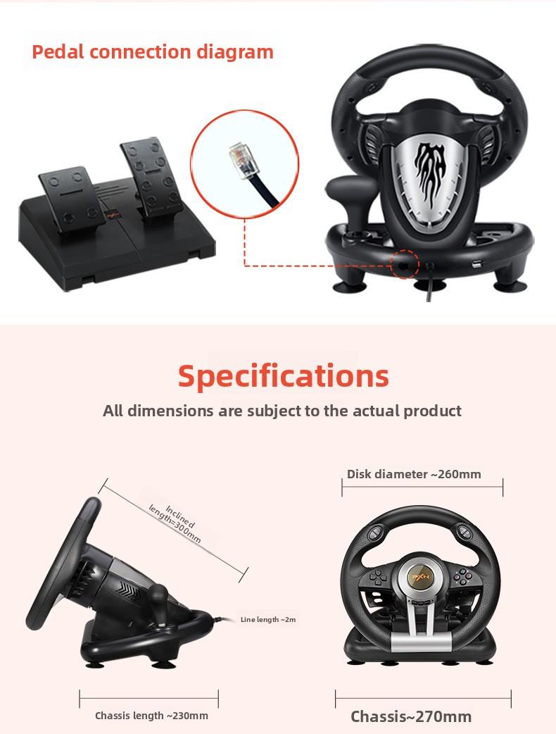 Ultimate Racing Experience!PXN-V3PRO Steering Wheel, Multi-System Support + One-Click Mode Switch, Dual Vibration + Stable Mount Set Complete