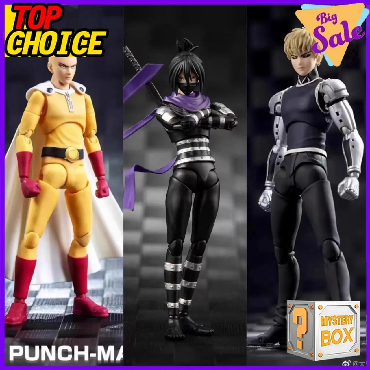 One Punch Man Anime Mystery Box Saitama Genos Garou Action Figure Collectible Toy Set Blind Box Surprise Gift for Fans Cosplay