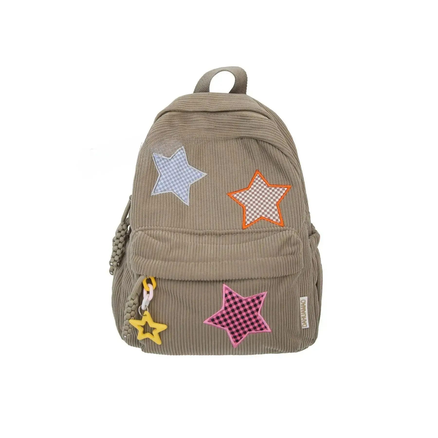 Checkerboard Star Embroidery Backpack, 2026 Fresh Artistic Design, Large-Capacity Casual Versatile Gym/Shoulder Bag for School & Commute