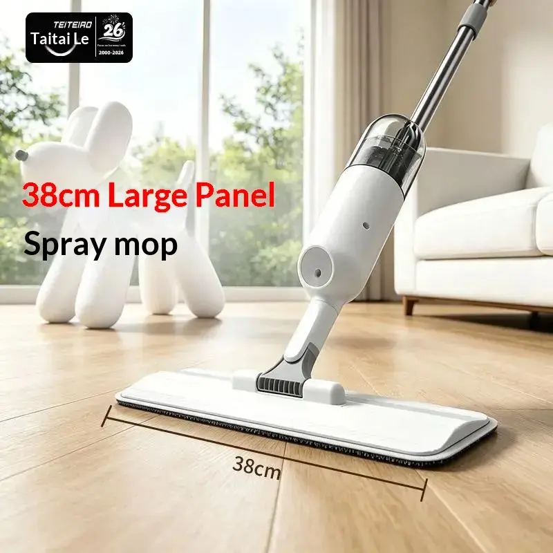 2026 New Portable Flat Mop - Home Use Water-Spraying Floor Cleaning Tool with Mini Size, Self-Squeeze, 1-Pass Cleaning, Hand-Wash-Free Design, Microfiber Head, Sudsy Scrubbing, Gap & Toe Kick Cleaning Capabilities Stainless Steel reusable mopa micro fibra